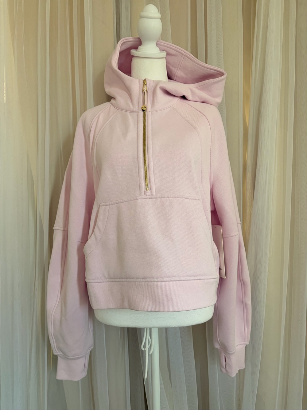 lululemon athletica Light Pink Half-Zip Hoodie with Gold Zipper - Picture 2 of 9
